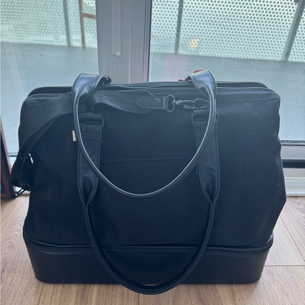 BEIS Black Travel Weekender Bag with Structured Base